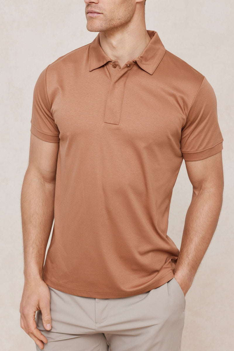Santi Mercerised Polo Shirt - Rust Orange