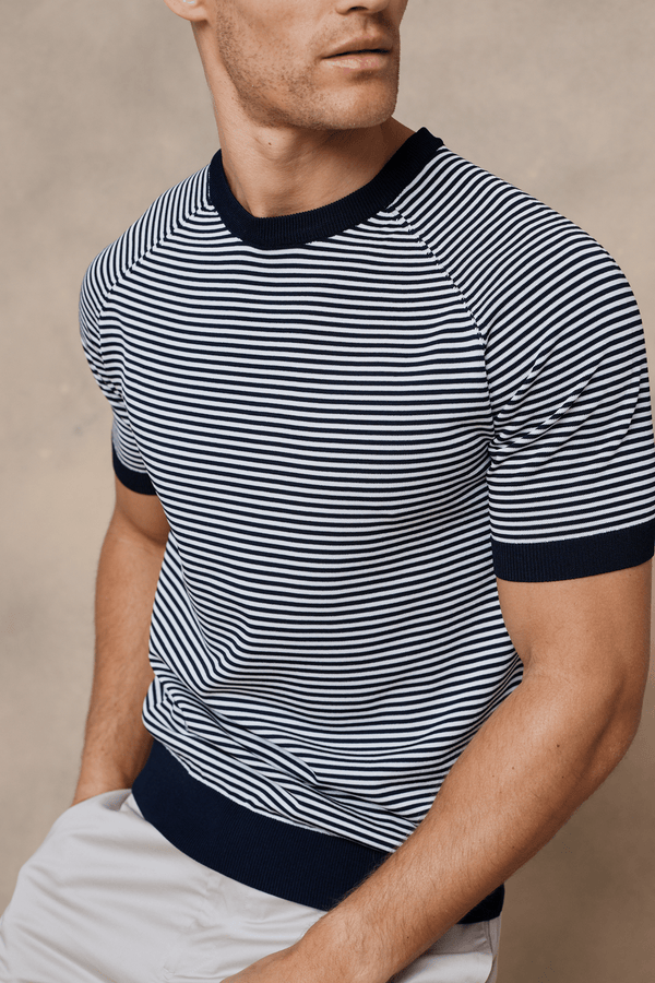 Riera Knit Crew Neck T-Shirt - Black/Ecru