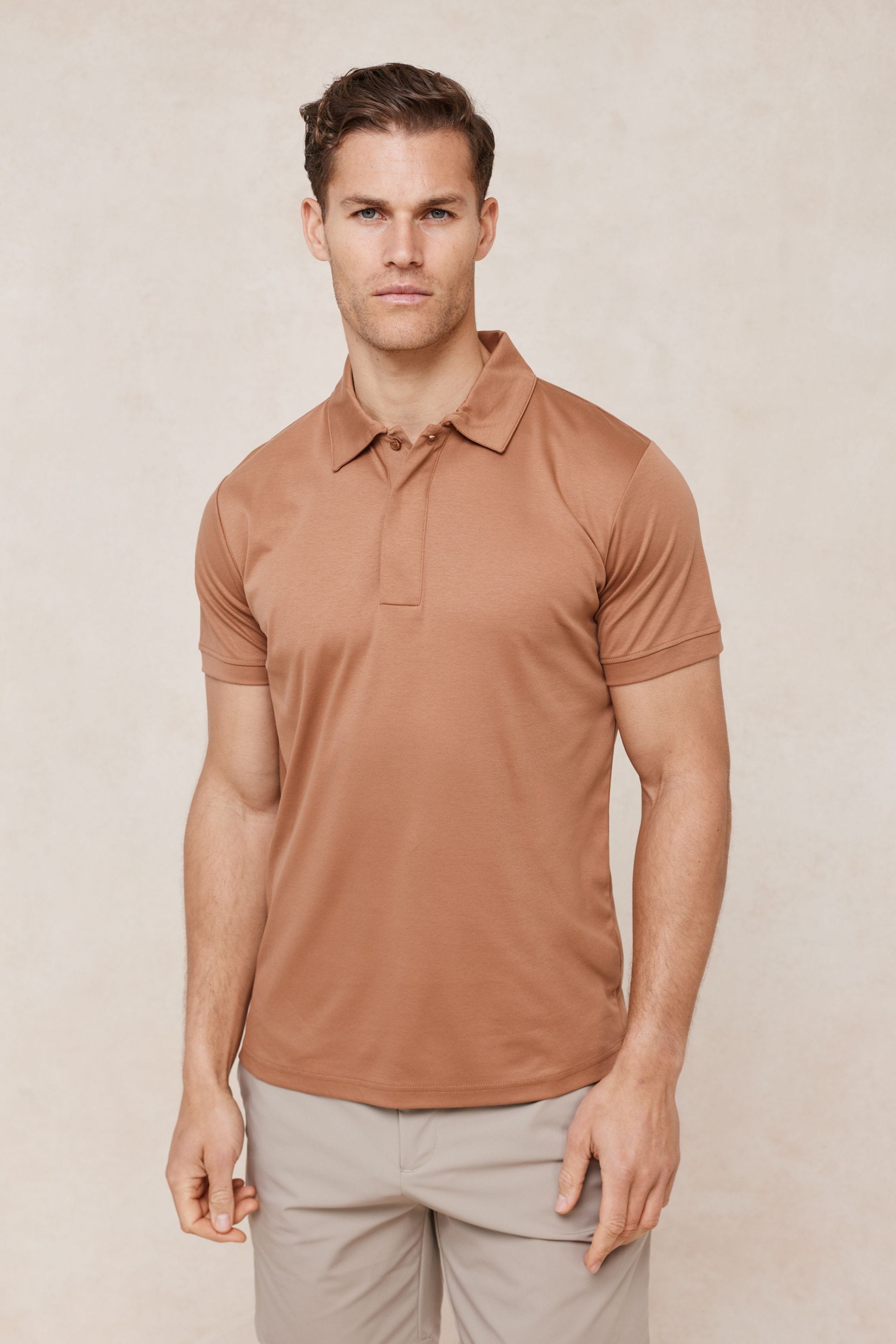 Santi Mercerised Polo Shirt - Rust Orange