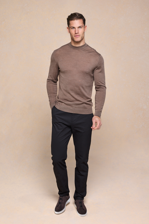 Frederic Fine Knit Long Sleeve T-Shirt - Brown Marl