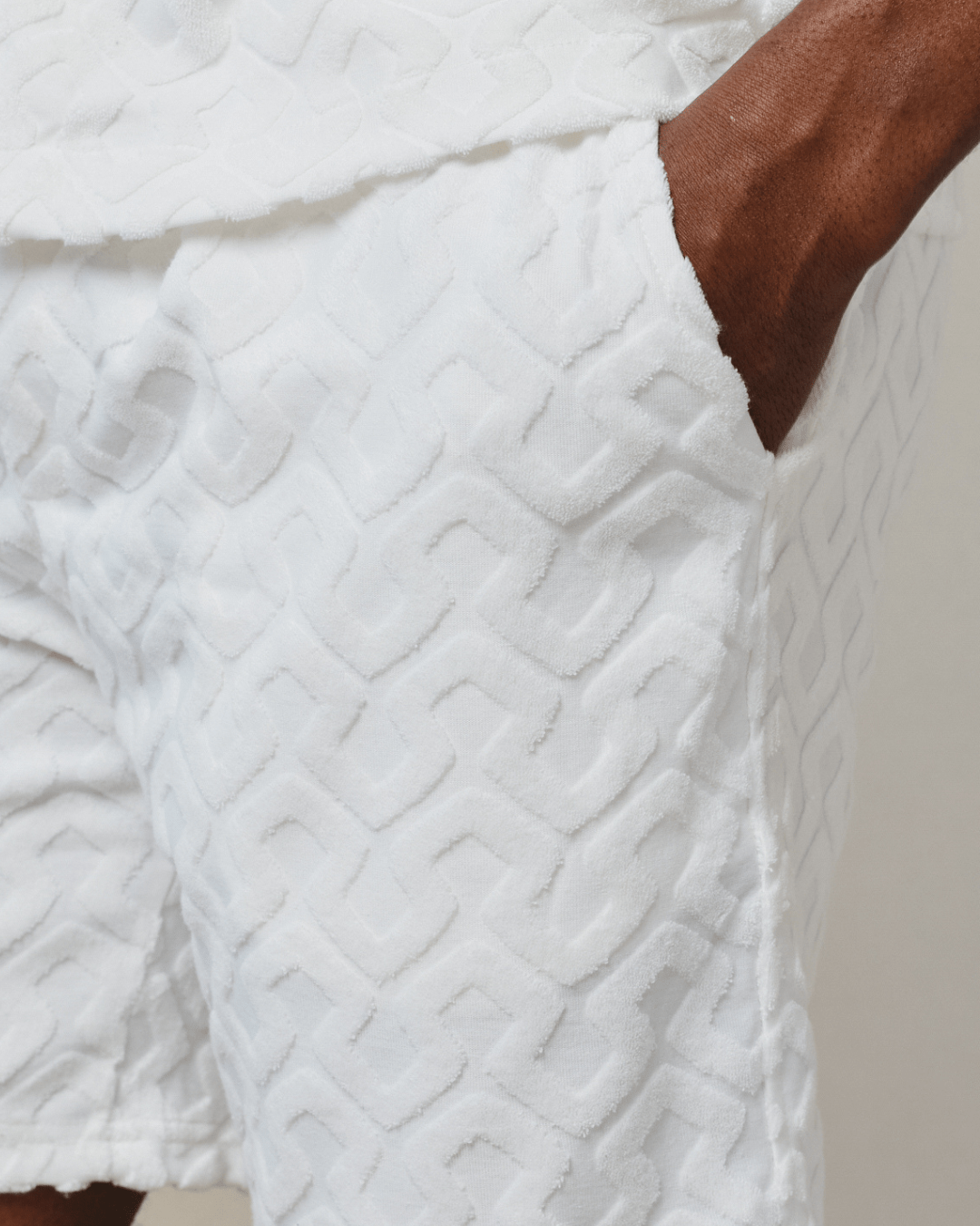 Fontana Flocked Towelled Short - Ecru