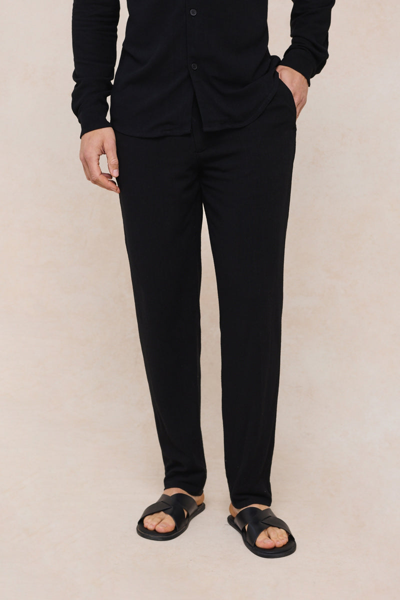 Cami Linen Straight Leg Trouser - Black