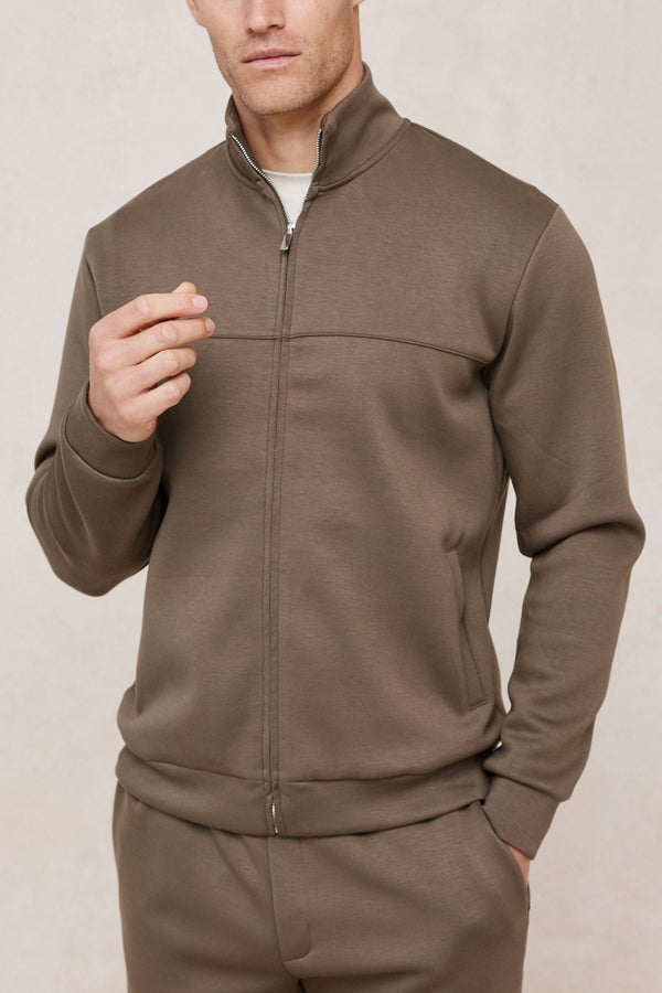 Luxe Zip Through Jacket - Burnt Olive