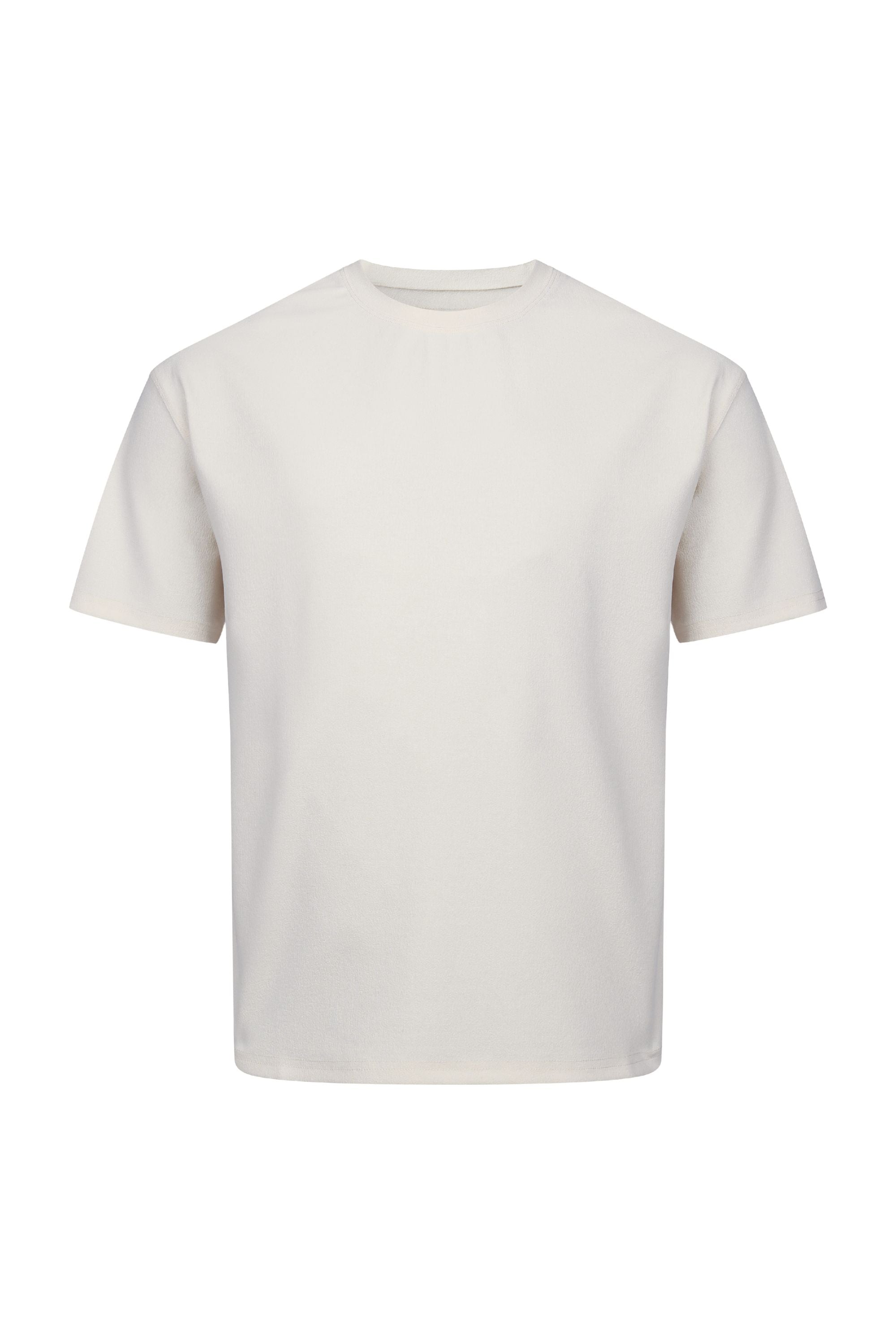 Tomas Crew Neck Textured T-Shirt - Ecru