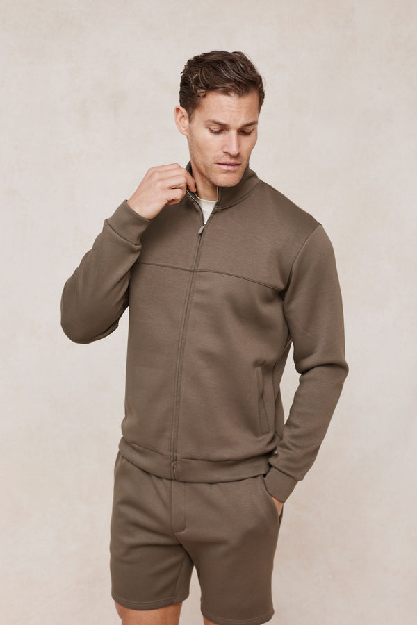 Luxe Zip Through Jacket - Burnt Olive