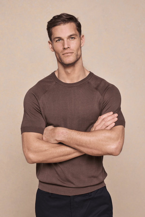 Riera Knit Crew Neck T-Shirt - Brown