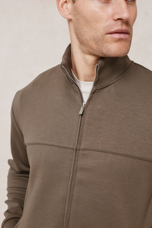 Luxe Zip Through Jacket - Burnt Olive