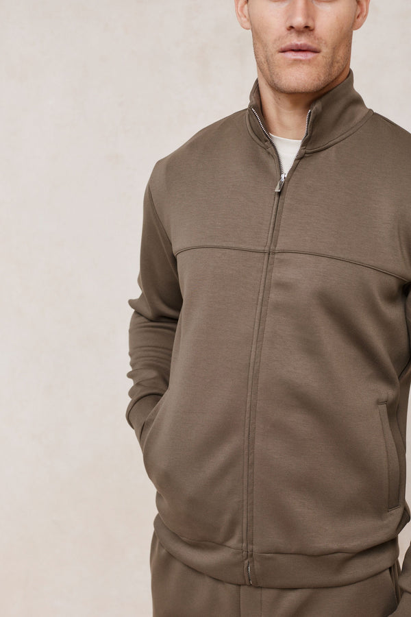 Luxe Zip Through Jacket - Burnt Olive