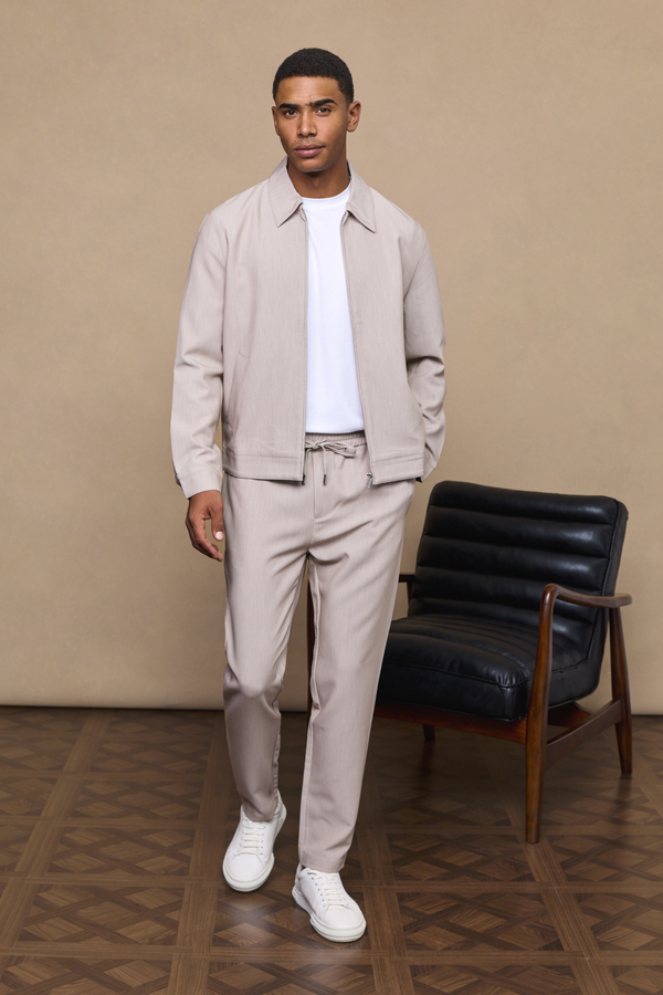 Emilio Everyday Tapered Trouser - Oatmeal Marl