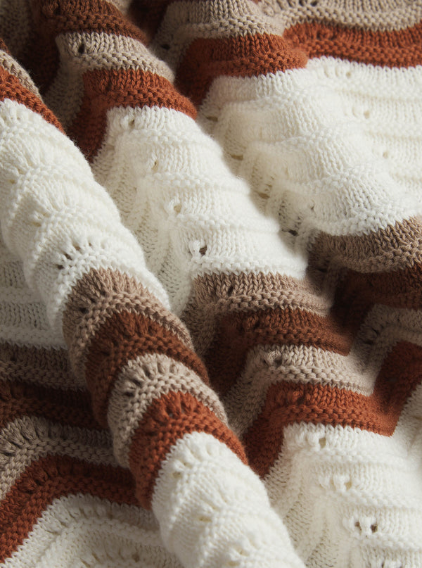 Primavera Crochet Knit Shirt - Ecru/Brown