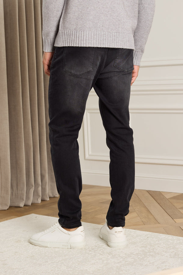 Louis Tapered Straight Leg Stretch Denim - Washed Black