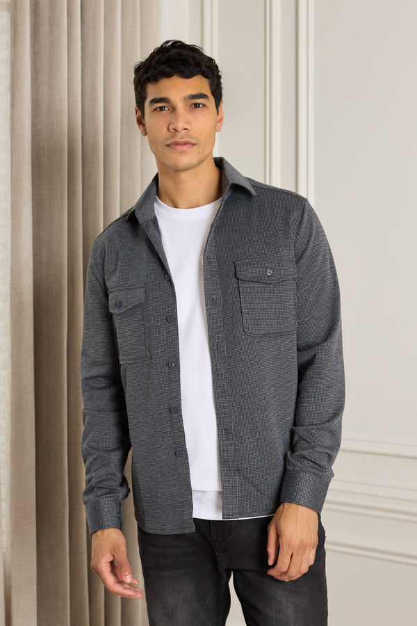 Joseph Dogtooth Overshirt - Black/Grey