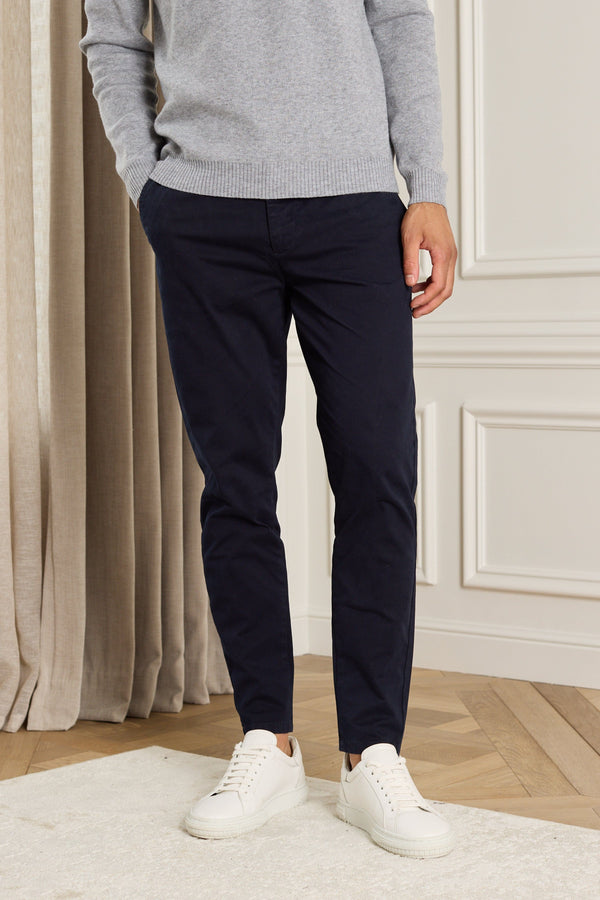 Lucas Tapered Leg Stretch Twill Chino - Navy