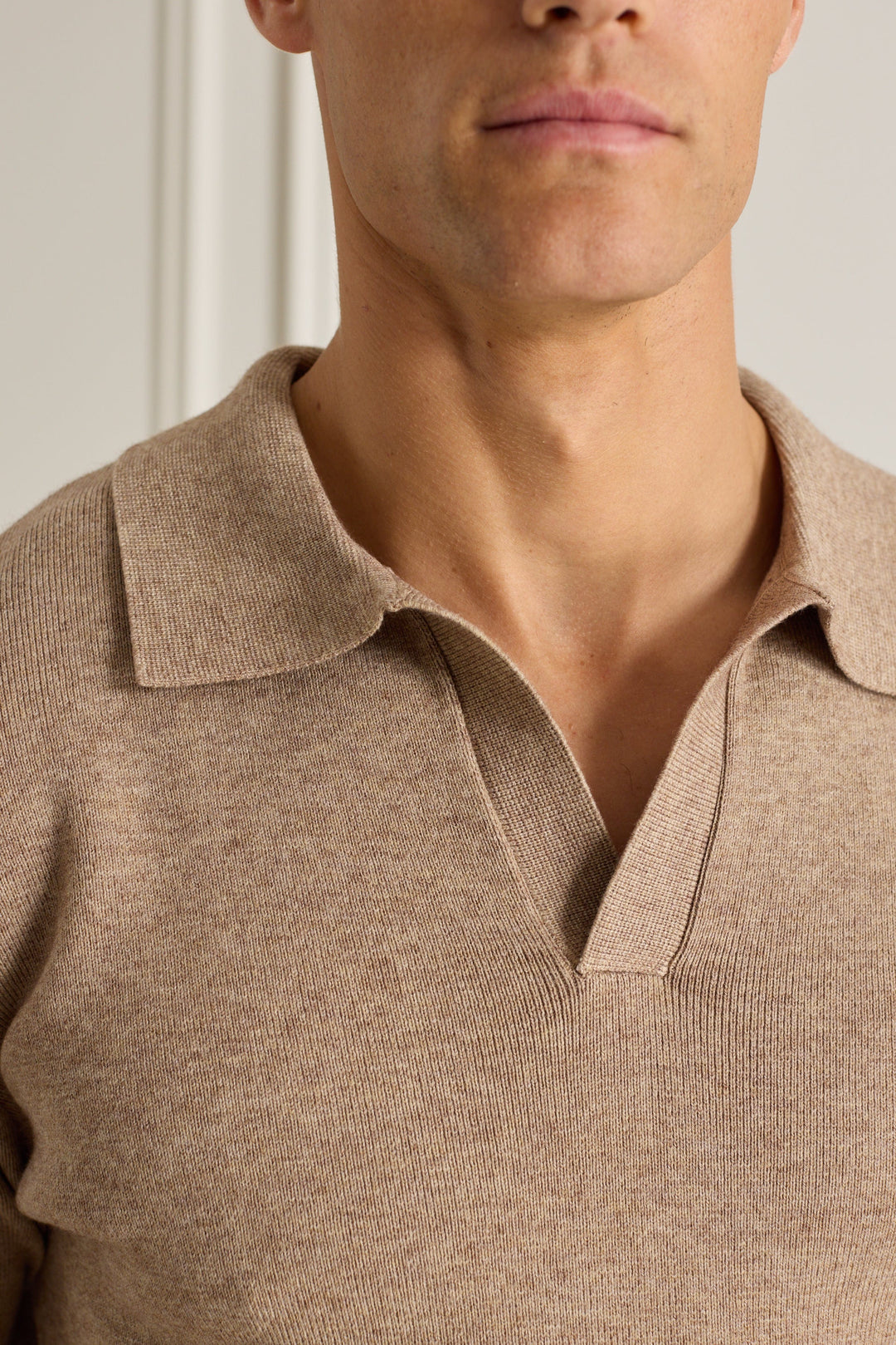 Lennon Open Collar Polo Biscuit Beige Raith Clothing
