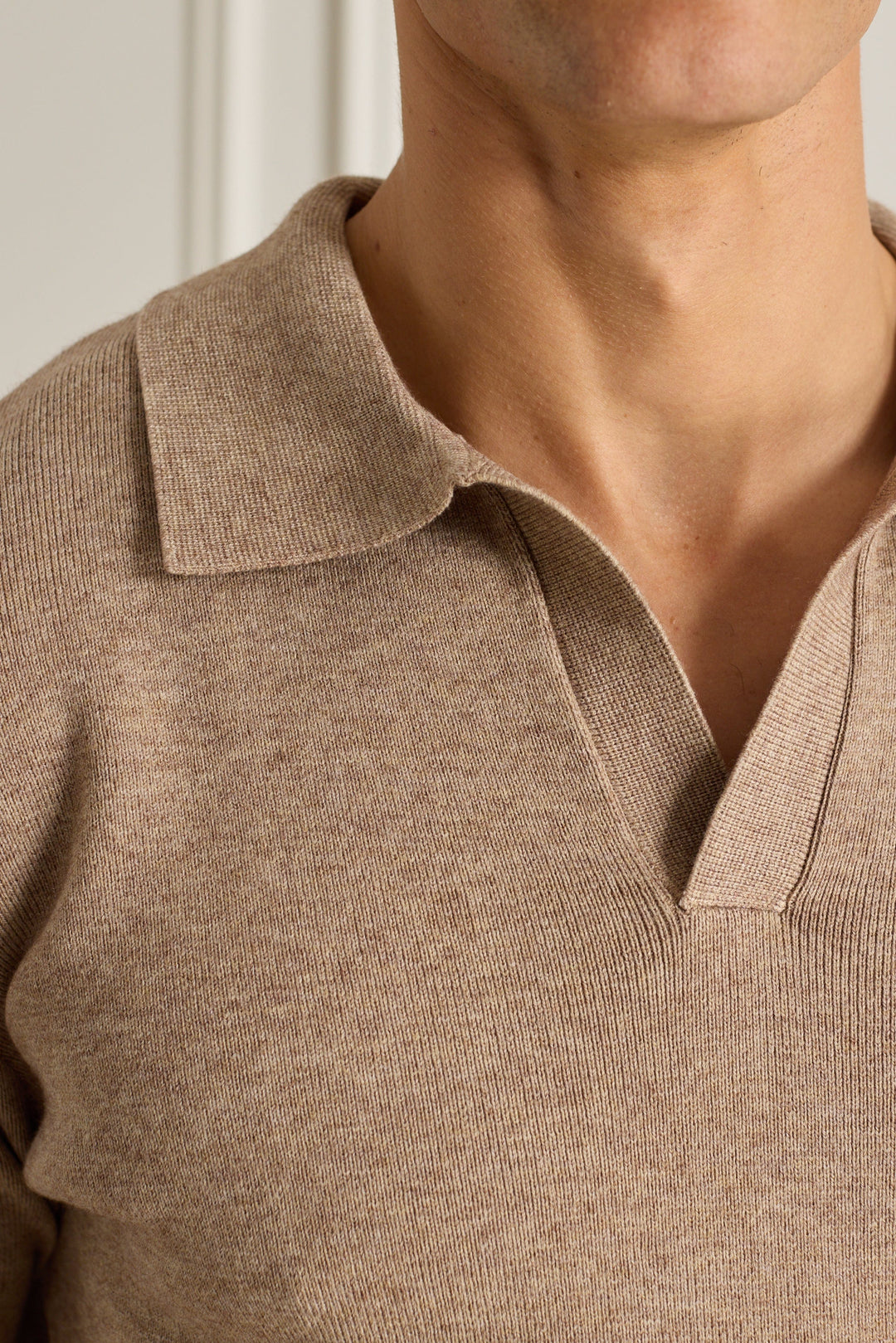 Lennon Open Collar Polo Biscuit Beige Raith Clothing