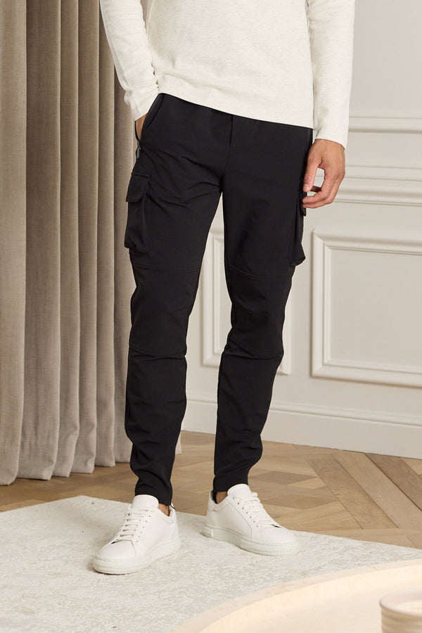 MID WEIGHT NYLON CARGO TROUSER - BLACK