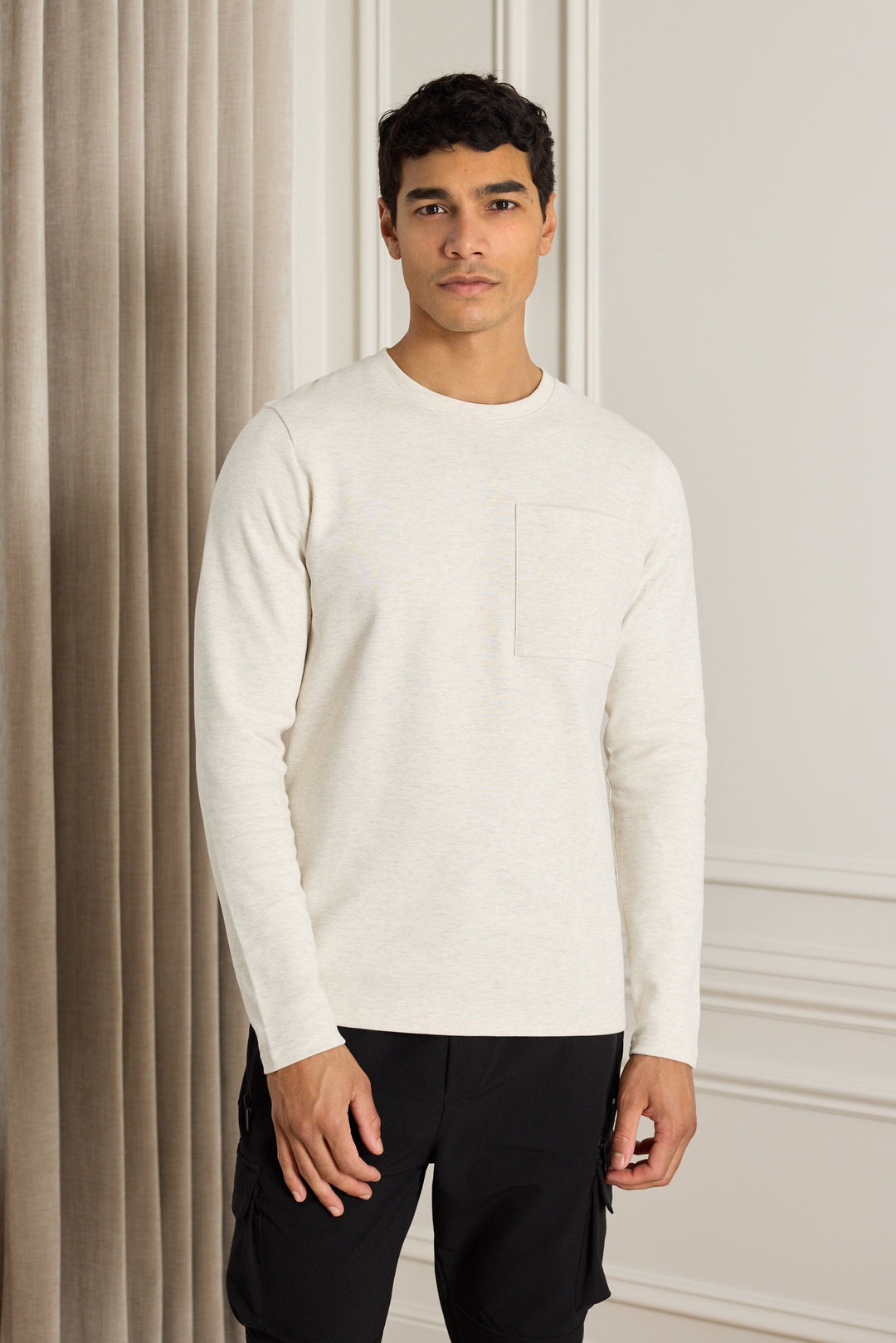 Tyler Long Sleeve Pocket  T-Shirt - Stone Marl