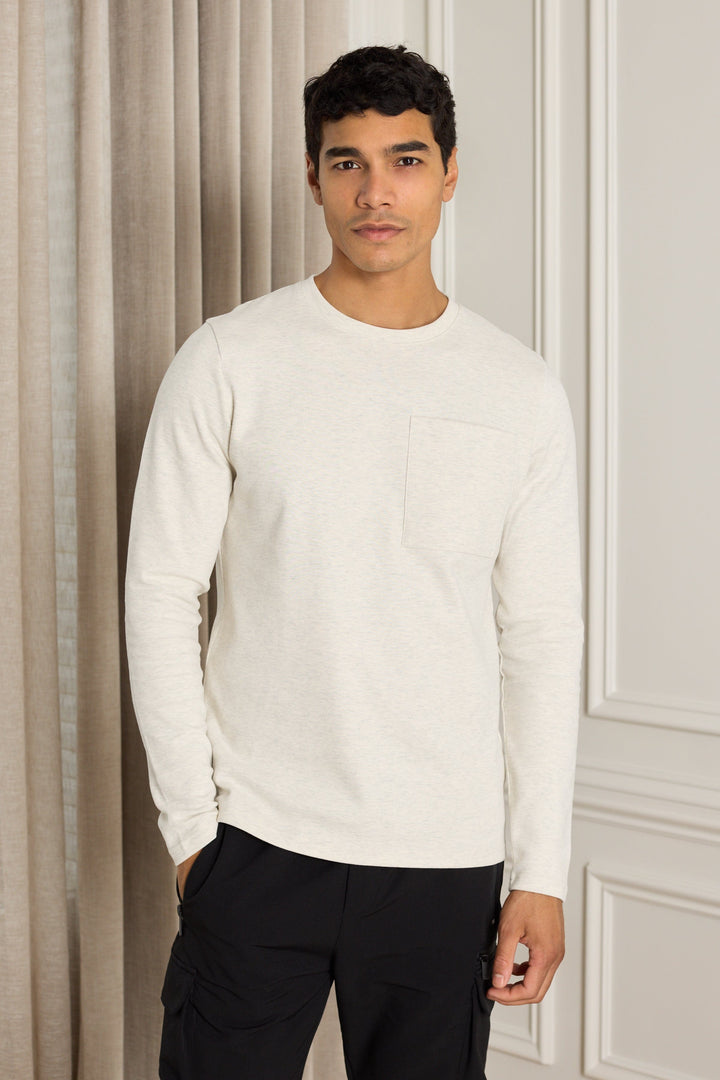 Tyler Long Sleeve Pocket  T-Shirt - Stone Marl