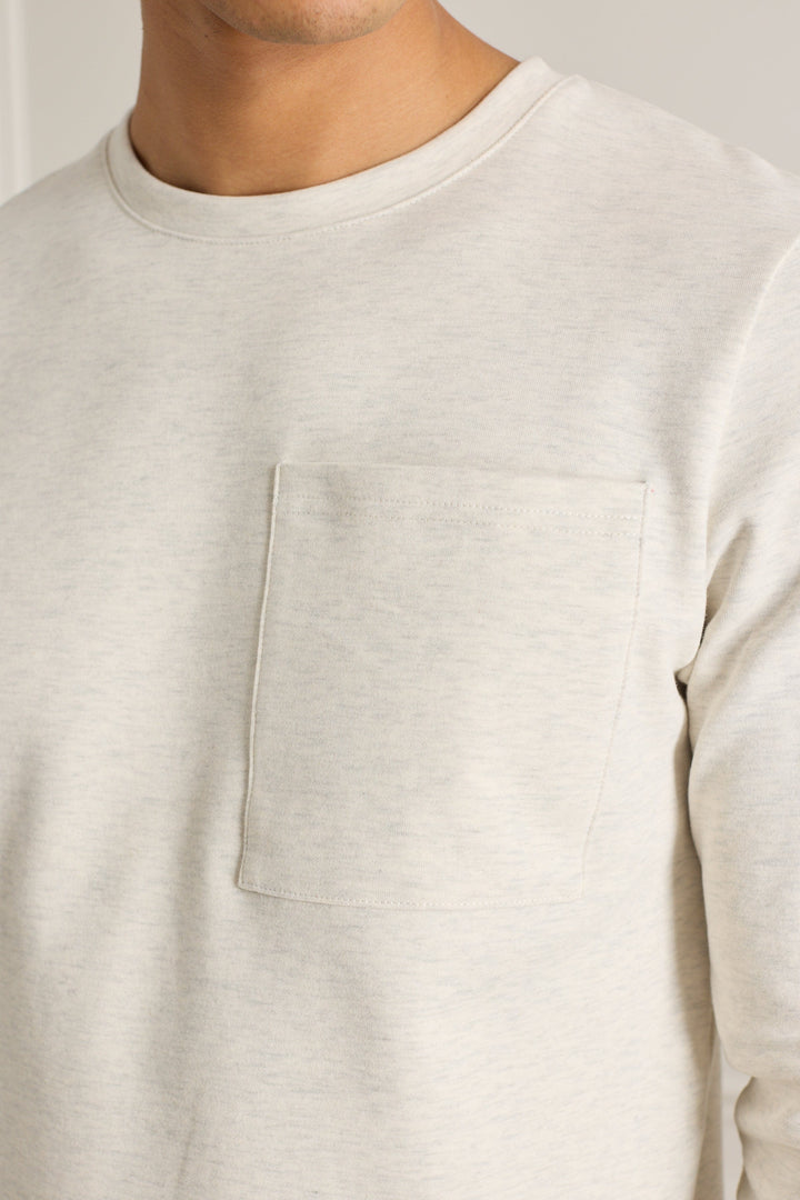 Tyler Long Sleeve Pocket  T-Shirt - Stone Marl