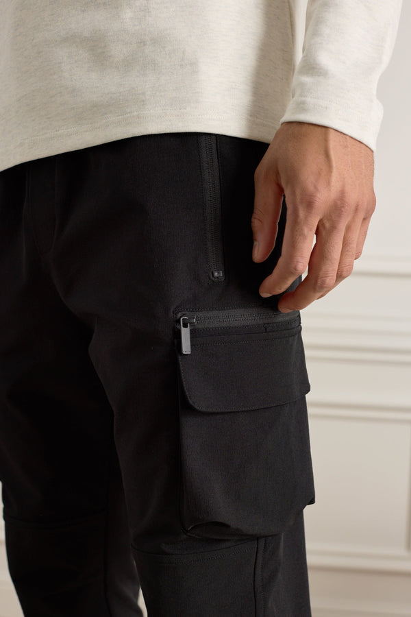 MID WEIGHT NYLON CARGO TROUSER - BLACK