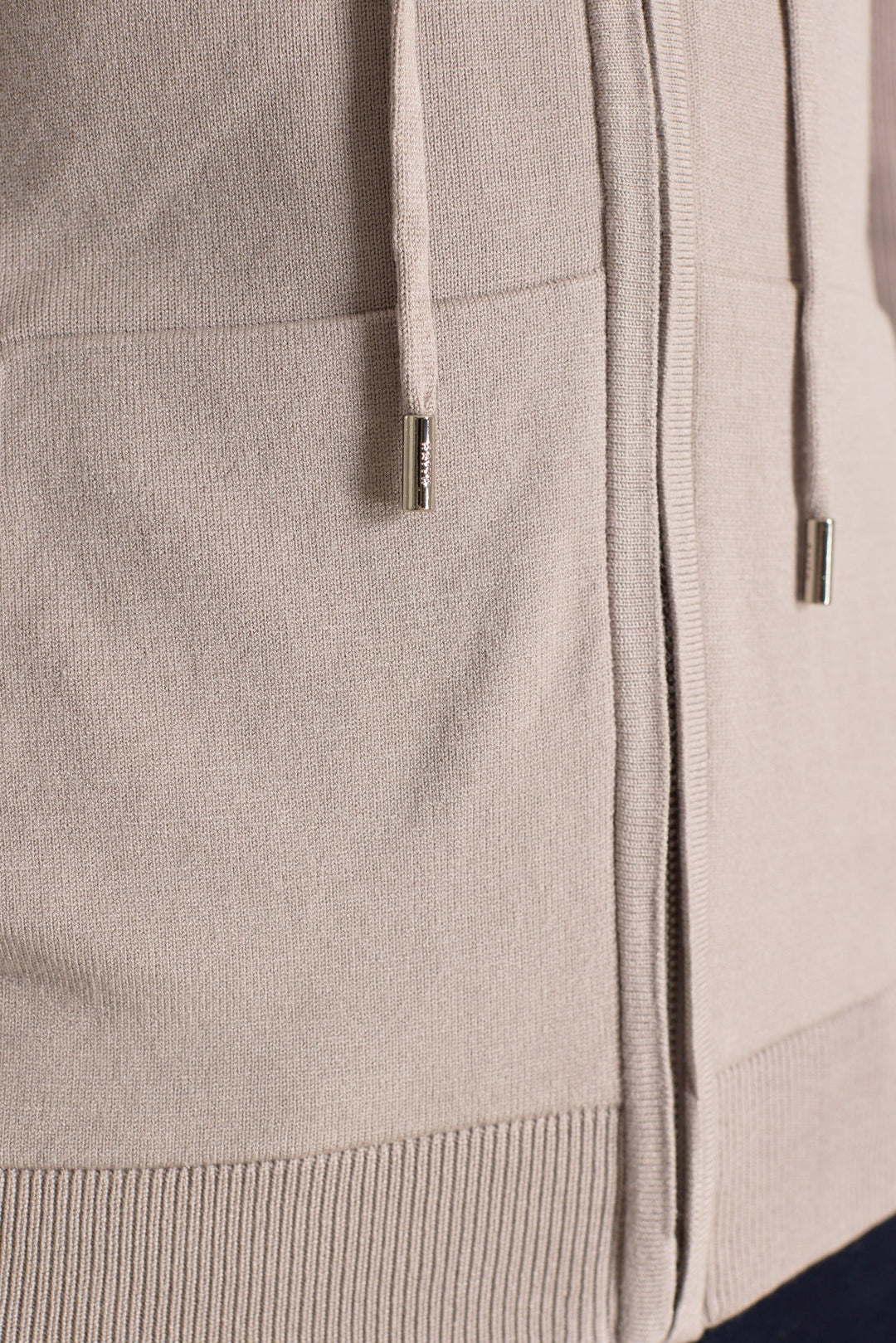 Nolan Knitted Zip Through Hoodie - Taupe