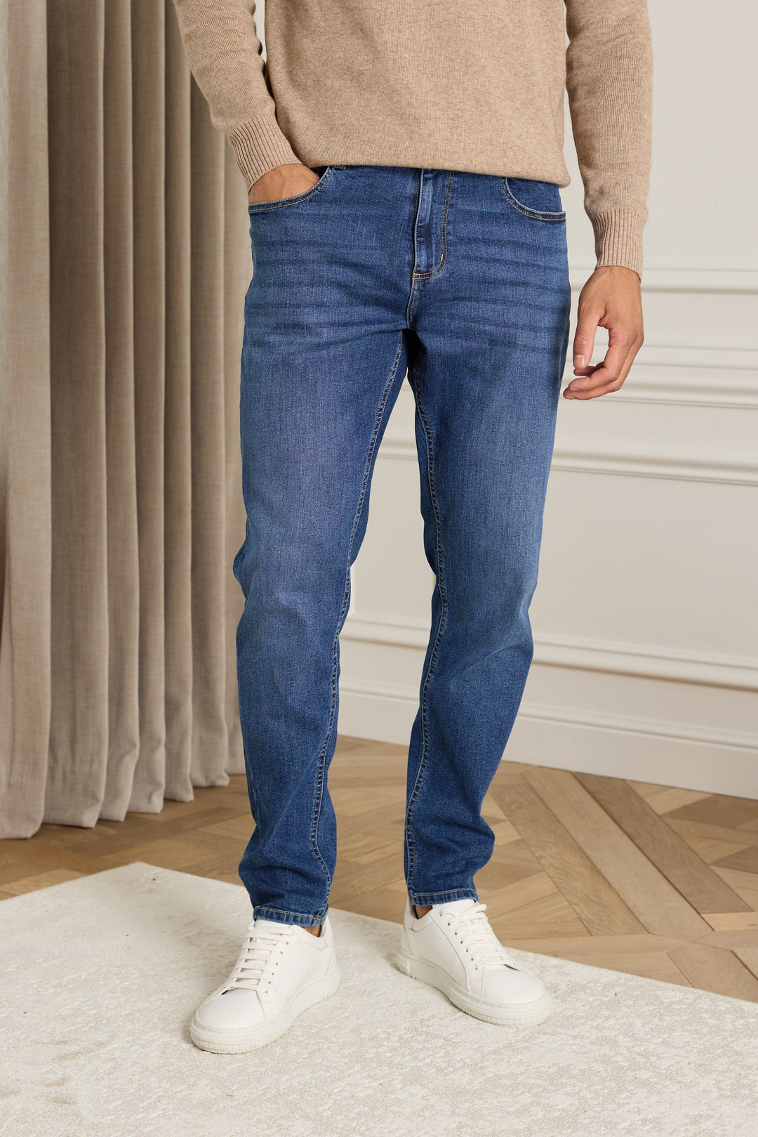 Louis Tapered Straight Leg Stretch Denim - Washed Indigo