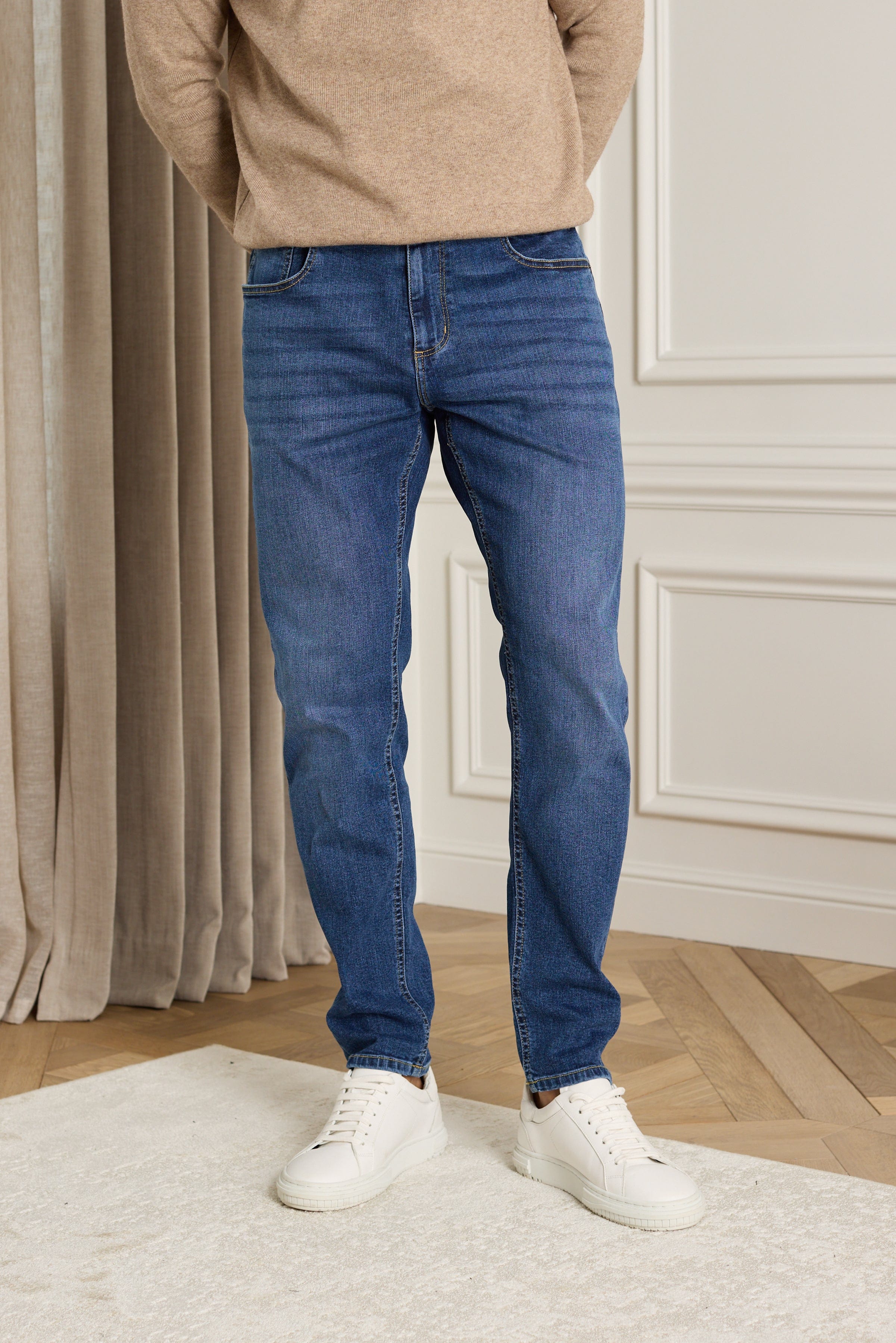 Louis Tapered Straight Leg Stretch Denim - Washed Indigo