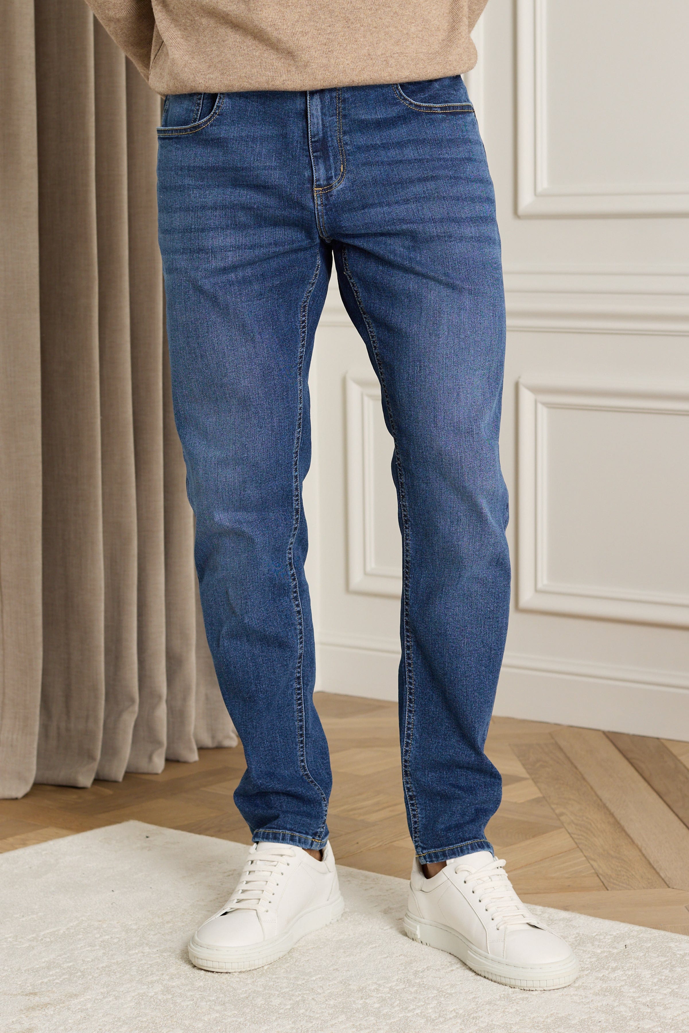 Louis Tapered Straight Leg Stretch Denim - Washed Indigo