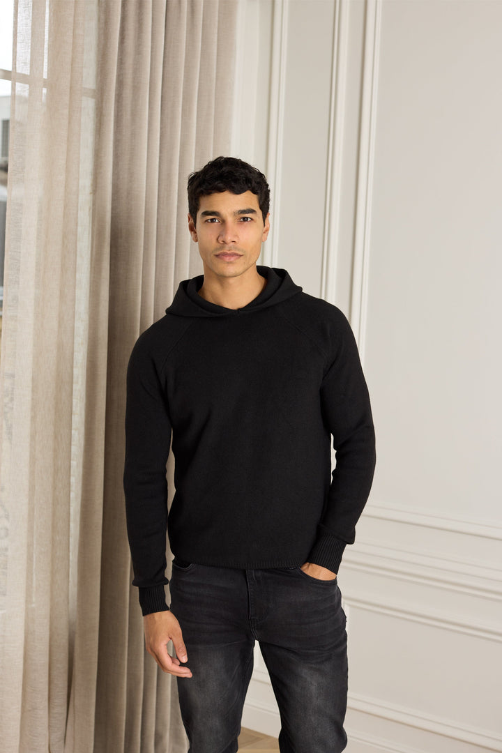 Theo Knitted Hoodie - Black