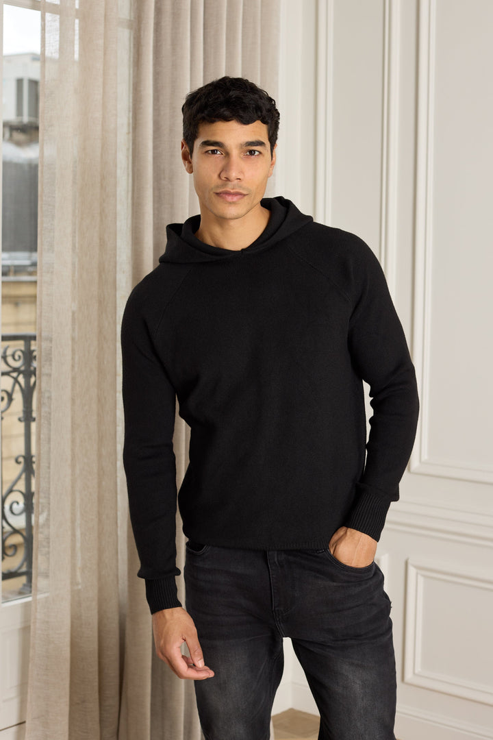 Theo Knitted Hoodie - Black