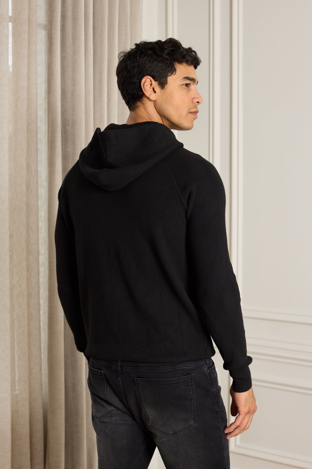 Theo Knitted Hoodie - Black