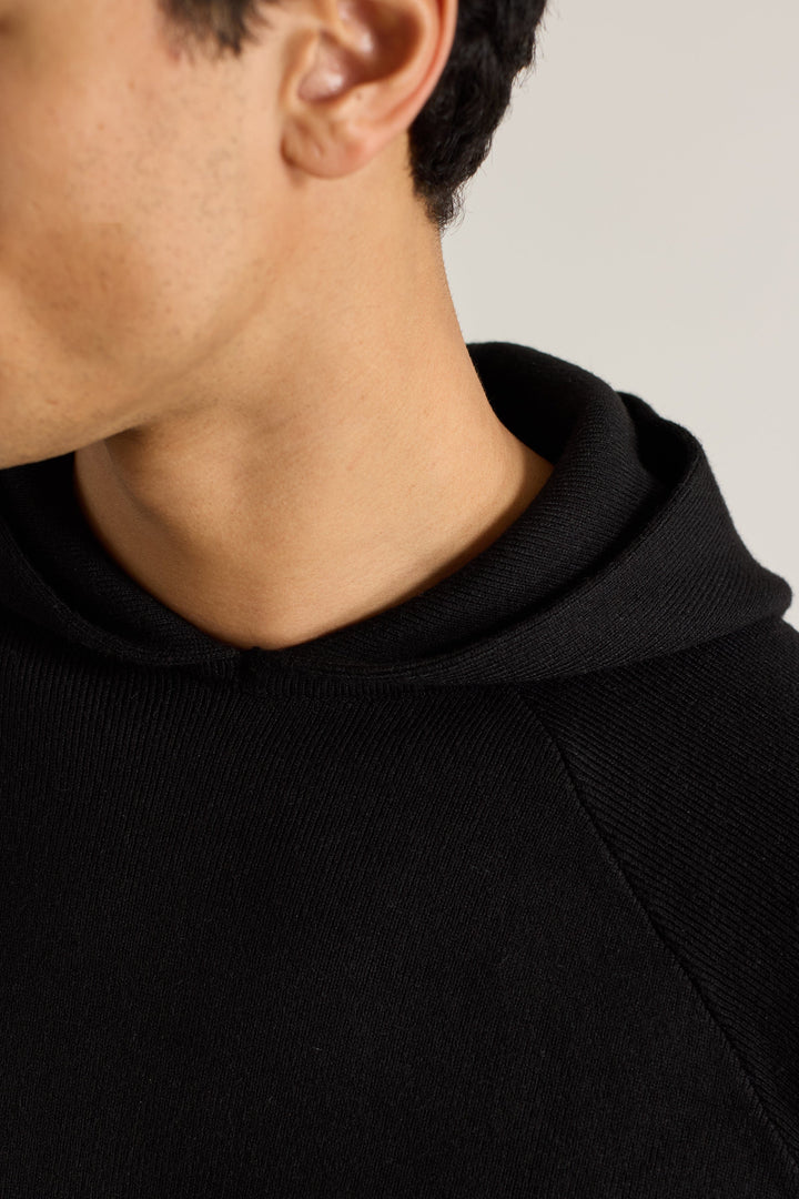 Theo Knitted Hoodie - Black