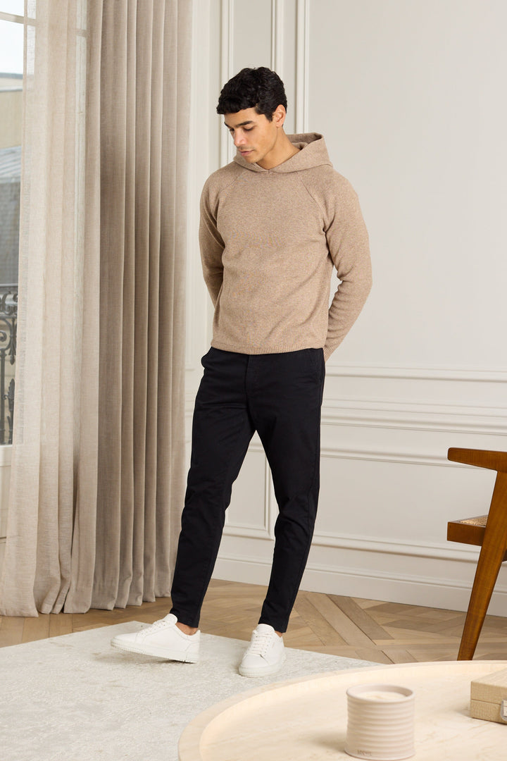 Theo Knitted Hoodie - Biscuit Beige