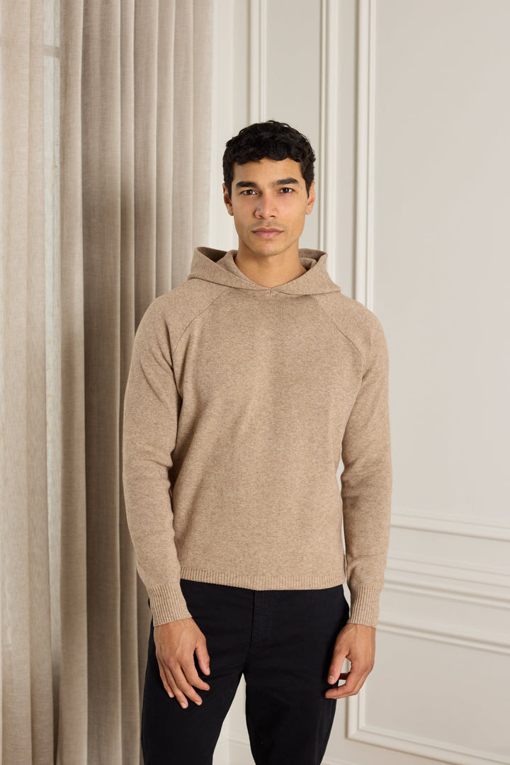 Theo Knitted Hoodie - Biscuit Beige