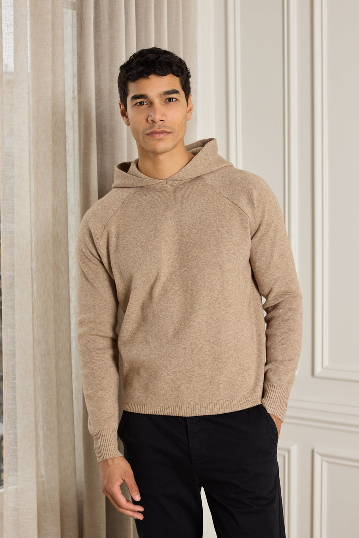 Theo Knitted Hoodie - Biscuit Beige