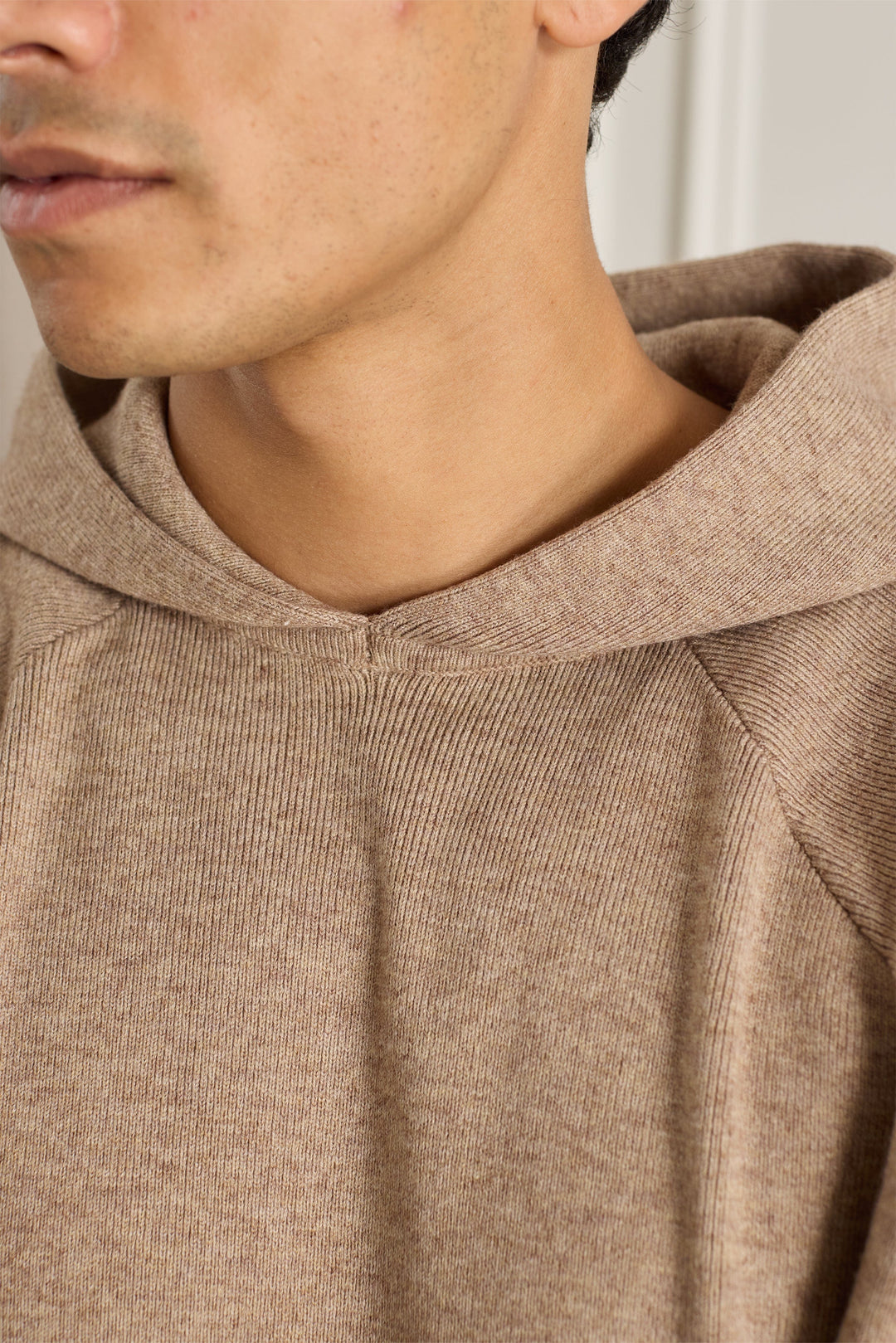 Theo Knitted Hoodie - Biscuit Beige