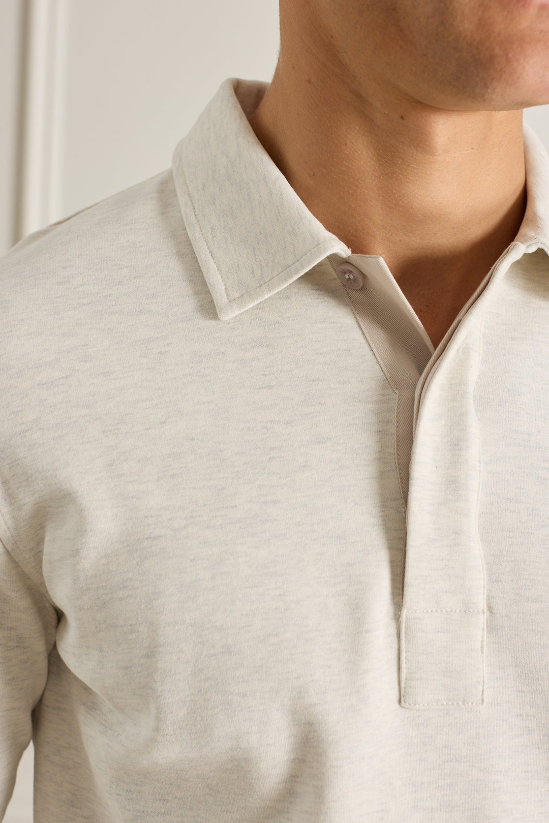 Jacob Long Sleeve Polo - Stone Marl