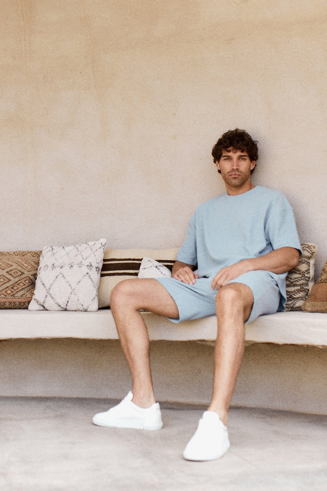 Raval Relaxed Textured Shorts - Powder Blue