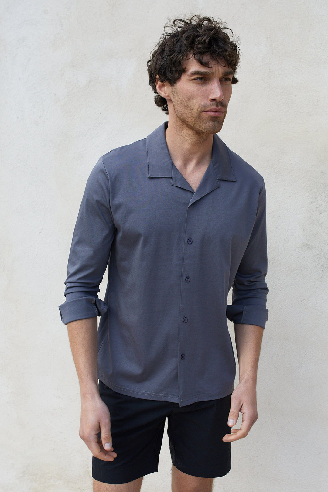 Luxe Mercerised Long Sleeve Shirt - Charcoal