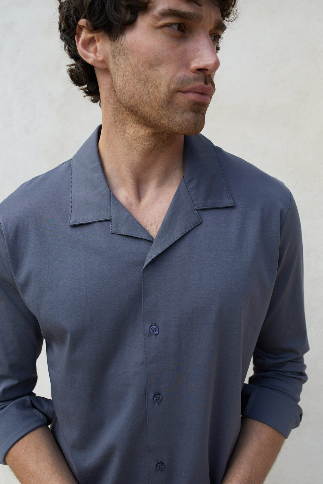Luxe Mercerised Long Sleeve Shirt - Charcoal