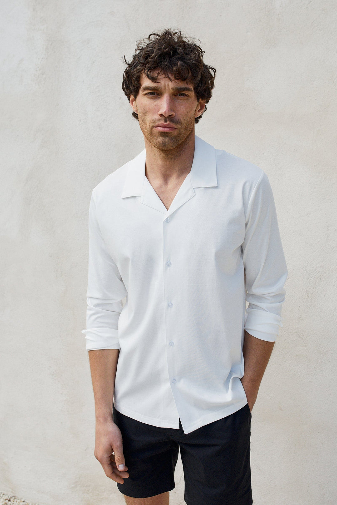 Luxe Mercerised Long Sleeve Shirt - Ecru