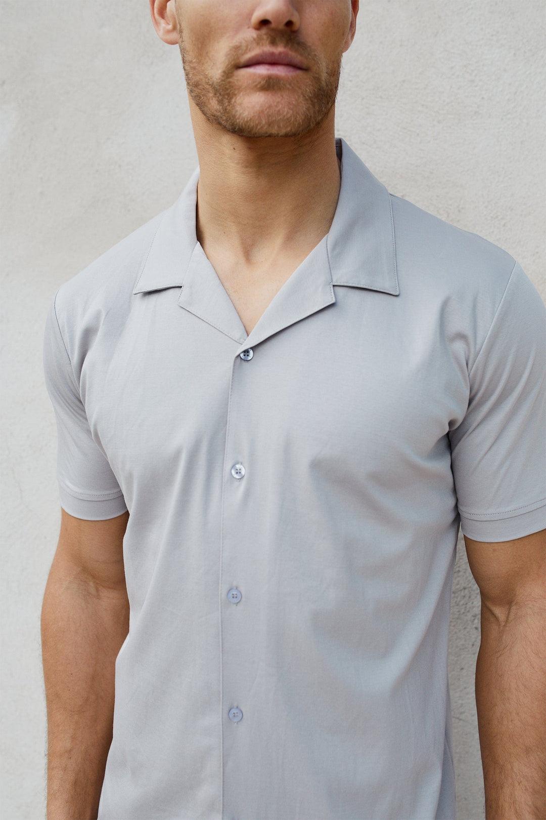 Luxe Mercerised Short Sleeve Shirt - Pale Grey