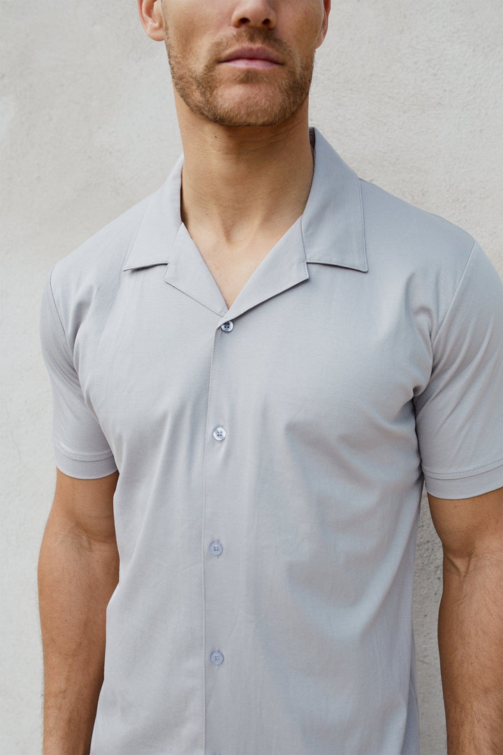 Luxe Mercerised Short Sleeve Shirt - Pale Grey