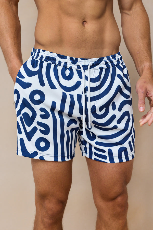 Azzurre Art Swim Short - Blue/White