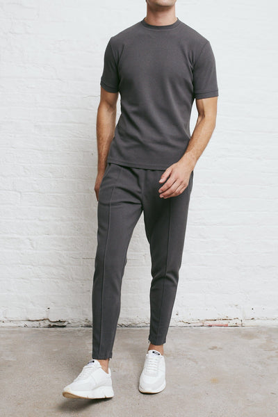 Textured Smart Pleated Pant - Charcoal