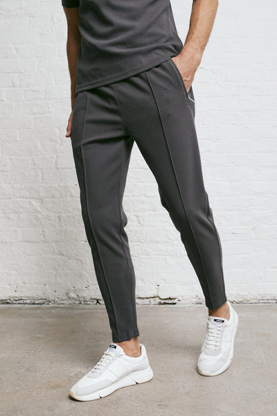Textured Smart Pleated Pant - Charcoal